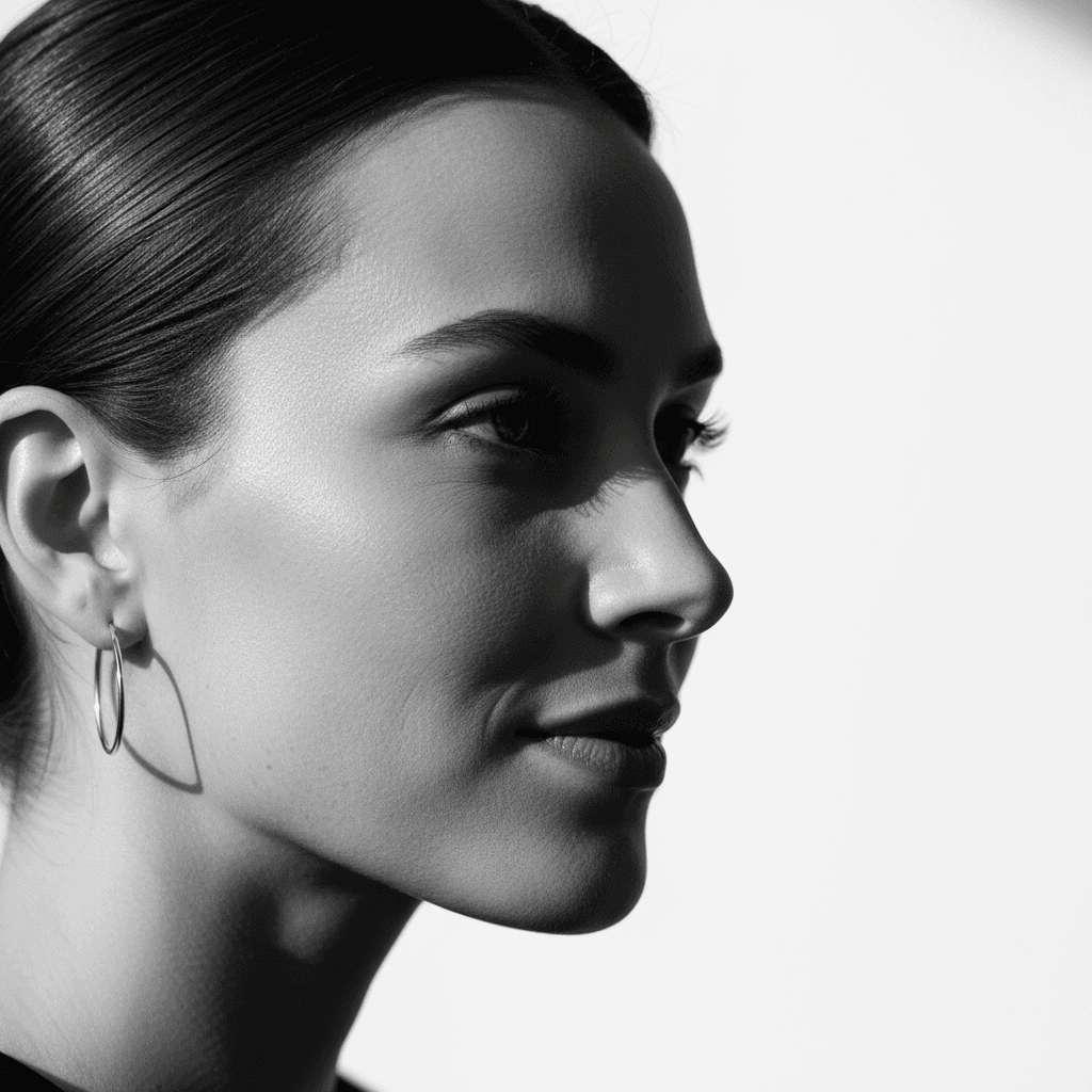 Professional portrait with dramatic side lighting